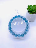 10.5 mm Blue Topaz Bracelet - Code B8 - AAA Quality 7.5 Inch Length - Natural Blue Topaz Round Bracelet