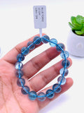10.5 mm Blue Topaz Bracelet - Code B8 - AAA Quality 7.5 Inch Length - Natural Blue Topaz Round Bracelet