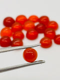 Carnelian 4mm Round cabs, orange carnelian cabochons, pack of 8 pc