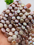 11-12mm Freshwater Pearl Coin Beads AA Quality -Natural Pink Pearl Coins - length 40cm - Pink Freshwater Pearl Coins