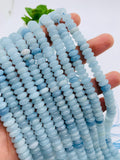 Aquamarine Roundel Beads 8 mm - length 40 cm - AA Quality- Blue Aquamarine Rondelle Beads