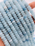 Aquamarine Roundel Beads 8 mm - length 40 cm - AA Quality- Blue Aquamarine Rondelle Beads