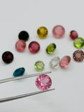 Multi Tourmaline 7MM faceted, Tourmaline gemstone loose cut , Tourmaline cut stone, Pack of 2Pcs, AAA Quality
