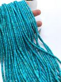 4 mm Turquoise Roundel Beads - AAA Quality - Origin America- Length 40 cm - Natural Turquoise Rondelle Beads