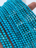4 mm Turquoise Round Beads- AAA Quality- Origin America - Length 40 cm - Natural Turquoise Beads