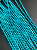 4 mm Turquoise Round Beads- AAA Quality- Origin America - Length 40 cm - Natural Turquoise Beads