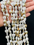Shiva Shell Heart shape Beads - 12mm Size • AAA Quality• Length 40 cm • Shiva Shell heart Beads • Shiva Shell Beads