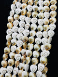 Shiva Shell Heart shape Beads - 12mm Size • AAA Quality• Length 40 cm • Shiva Shell heart Beads • Shiva Shell Beads