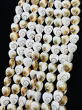Shiva Shell Heart shape Beads - 12mm Size • AAA Quality• Length 40 cm • Shiva Shell heart Beads • Shiva Shell Beads