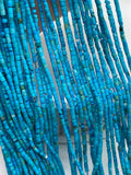 1x1 mm Turquoise Cylindrical Beads - Length 38 cm - AAA Quality - Natural Turquoise Beads