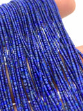 1x1 mm Lapis Cylindrical Beads - AAA Quality- 38 cm Length- Natural Lapis Beads origin Afghanistan