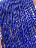 1x1 mm Lapis Cylindrical Beads - AAA Quality- 38 cm Length- Natural Lapis Beads origin Afghanistan