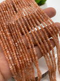2mm Sunstone Faceted Cube Beads - AAA Quality - 39 cm Length - Natural sunstone Dice Square Beads