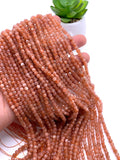 4mm Sunstone Faceted Cube Beads - AAA Quality - 39 cm Length - Natural sunstone Dice Square Beads