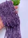 4mm Lepidolite Faceted Cube beads - AAA Quality - Length 39 cm - Natural Lepidolite Dice Square Beads
