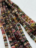 Multi Tourmaline Heishi 5mm, Natural Tourmaline, Origin Africa, Tourmaline flat slice shape . Length 16"
