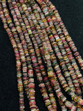 Multi Tourmaline Heishi 5mm, Natural Tourmaline, Origin Africa, Tourmaline flat slice shape . Length 16"
