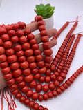Coral Rondelle beads 10 to 18mm size - Length 45 cm - Dyed Color Coral Roundel beads