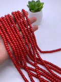 Coral Rondelle beads 6 mm size - Length 40 cm - Dyed Color Coral Roundel beads