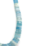 Aquamarine faceted Heishi 8-14Mm, Natural Aquamarine - Length 16"- Blue Aquamarine Beads, Graduated strand