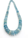 Aquamarine faceted Heishi 8-14Mm, Natural Aquamarine - Length 16"- Blue Aquamarine Beads, Graduated strand