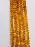 Citrine Crystal Roundel Beads • 12mm Size • Length 14 • Crystal coating in citrine color• AAA Quality