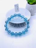 12 mm Blue Topaz Bracelet - Code B3 - AAA Quality 7.5 Inch Length - Natural Blue Topaz Round Bracelet