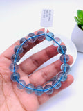 11 mm Blue Topaz Bracelet - Code B7 - AAA Quality 7.5 Inch Length - Natural Blue Topaz Round Bracelet