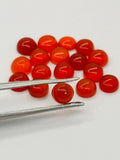 Carnelian 4mm Round cabs, orange carnelian cabochons, pack of 8 pc