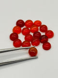 Carnelian 4mm Round cabs, orange carnelian cabochons, pack of 8 pc
