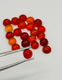 Carnelian 3mm Round cabs, orange carnelian cabochons, pack of 10 pc