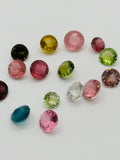Multi Tourmaline 7MM faceted, Tourmaline gemstone loose cut , Tourmaline cut stone, Pack of 2Pcs, AAA Quality