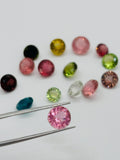Multi Tourmaline 7MM faceted, Tourmaline gemstone loose cut , Tourmaline cut stone, Pack of 2Pcs, AAA Quality