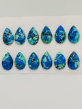 Azurite Pear Cabochon 10x16 mm • AAA Quality • Natural Azurite Cabs •Pack of 2 Pcs