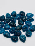 Apatite Cabochon 12x16 mm Size • Pack of 2 Pcs • AAA Quality • Blue Color • Natural Neon Apatite Pear Cabochons