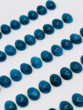 Apatite Cabochon 6x8 mm Size • Pack of 4 Pcs • AAA Quality • Blue Color • Natural Neon Apatite Oval Cabochons