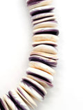 Wampum Quahog Shell Roundel Beads •6-18MM Size • 40 cm length • AAA Quality • Natural Wampum Shell • Purple Color • Origin East Coast USA