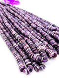 Wampum Quahog Shell Heishi Beads •4-8MM Size • 40 cm length • AAA Quality • Natural Wampum Shell • Purple Color • Origin East Coast USA
