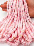 Queen Conch 6-12MM Shell Roundel Beads • Graduate Size • Length 16 Inch • AAA Quality • Natural Pink Queen Conch Shell Beads