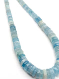Aquamarine faceted Heishi 8-14Mm, Natural Aquamarine - Length 16"- Blue Aquamarine Beads, Graduated strand