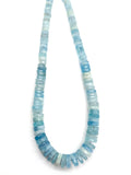 Aquamarine faceted Heishi 8-14Mm, Natural Aquamarine - Length 16"- Blue Aquamarine Beads, Graduated strand