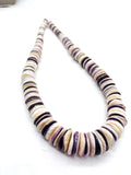 Wampum Quahog Shell Roundel Beads •6-18MM Size • 40 cm length • AAA Quality • Natural Wampum Shell • Purple Color • Origin East Coast USA