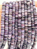 Wampum Quahog Shell Heishi Beads •4-8MM Size • 40 cm length • AAA Quality • Natural Wampum Shell • Purple Color • Origin East Coast USA