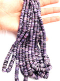 Wampum Quahog Shell Heishi Beads •4-8MM Size • 40 cm length • AAA Quality • Natural Wampum Shell • Purple Color • Origin East Coast USA