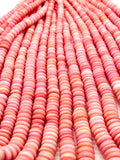 Queen Conch Shell Roundel Beads • 6 TO 12 mm Graduate Size • Length 40 cm • AAAA Quality • Natural Pink Queen Conch Shell Beads,