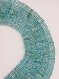 Aquamarine Heishi, Crystal Quartz coating Beads • 12mm Size • Length 40 cm • Crystal quartz heat treated.