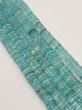 Aquamarine Heishi, Crystal Quartz coating Beads • 12mm Size • Length 40 cm • Crystal quartz heat treated.