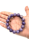 Charoite Bracelet• size 14mm • Code N2 • Length 7.5 Inch •Weight 56.3 gm Natural Charoite Round Bracelet • Charoite Jewelry