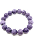 Charoite Bracelet• size 14mm • Code N3 • Length 7.5 Inch •Weight 60 gm Natural Charoite Round Bracelet • Charoite Jewelry