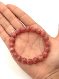 Rhodochrosite Bracelet 10 mm Weight 38 gm-Code W4-AAA Quality -Natural Rhodochrosite Round Bracelet - Length 7.5 Inch, origin Argentina